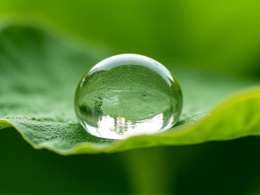 Wassertropfen auf einem grünen Blatt symbolisieren Nachhaltigkeit